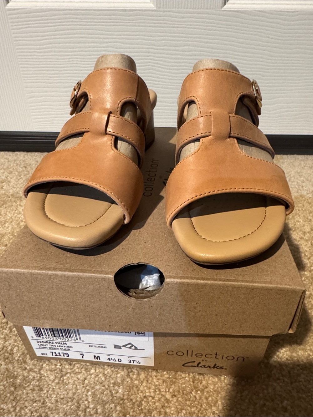 Clarks Tan Buckle Leather Sandals
